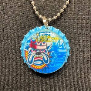 Blue King Bulldog BottleCap Necklace (5)